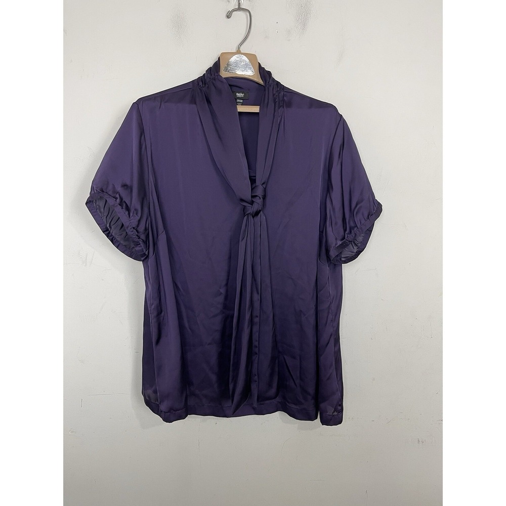 Mossimo Womens Shirt 28 Purple Jewel Tone Plum Satin Holiday‎ Event Evening
